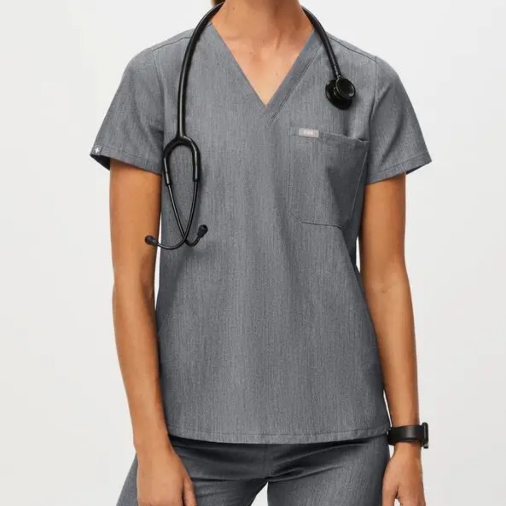 Figs Catarina One-Pocket Scrub Top Women's Size XS Graphite Gray